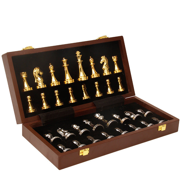 Luxury Folding Chess Set With Gold & Silver Pieces