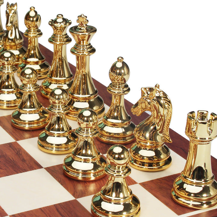 Luxury Folding Chess Set With Gold & Silver Pieces