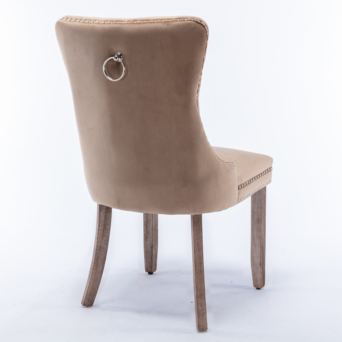 Tufted Velvet Dining Chairs Set of 2 with Wood Legs