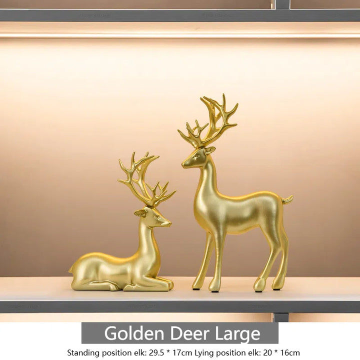 Metallic Gold Deer Sculptures for Elegant Home Decor