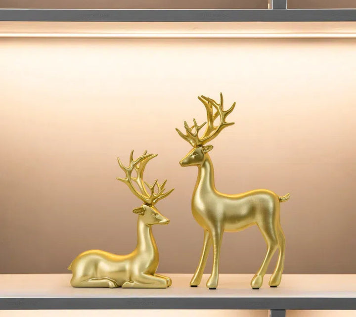 Metallic Gold Deer Sculptures for Elegant Home Decor