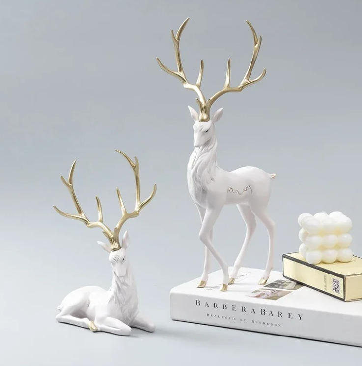 Metallic Gold Deer Sculptures for Elegant Home Decor