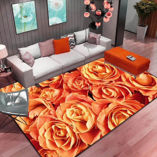 Abstract Floral Area Rug for Artistic Room Warmth Decor