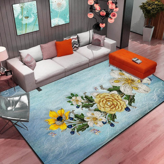 Abstract Floral Area Rug for Artistic Room Warmth Decor