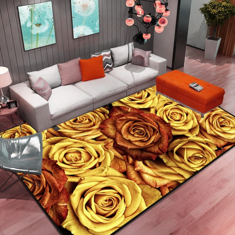 Abstract Floral Area Rug for Artistic Room Warmth Decor