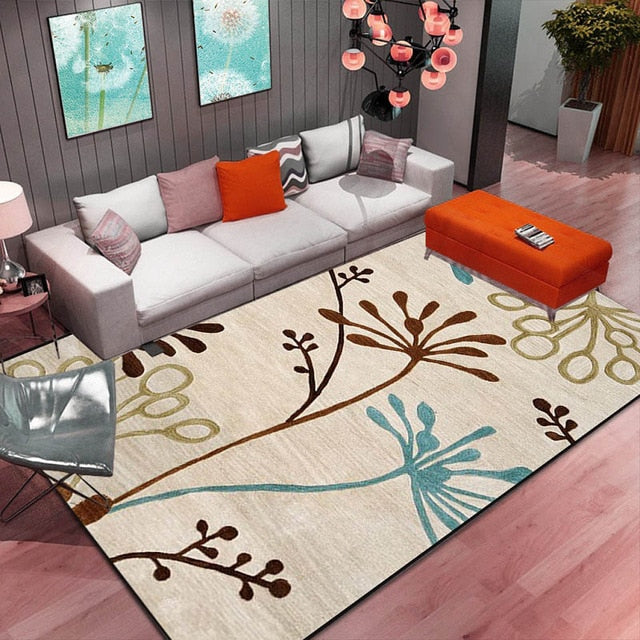 Abstract Floral Area Rug for Artistic Room Warmth Decor