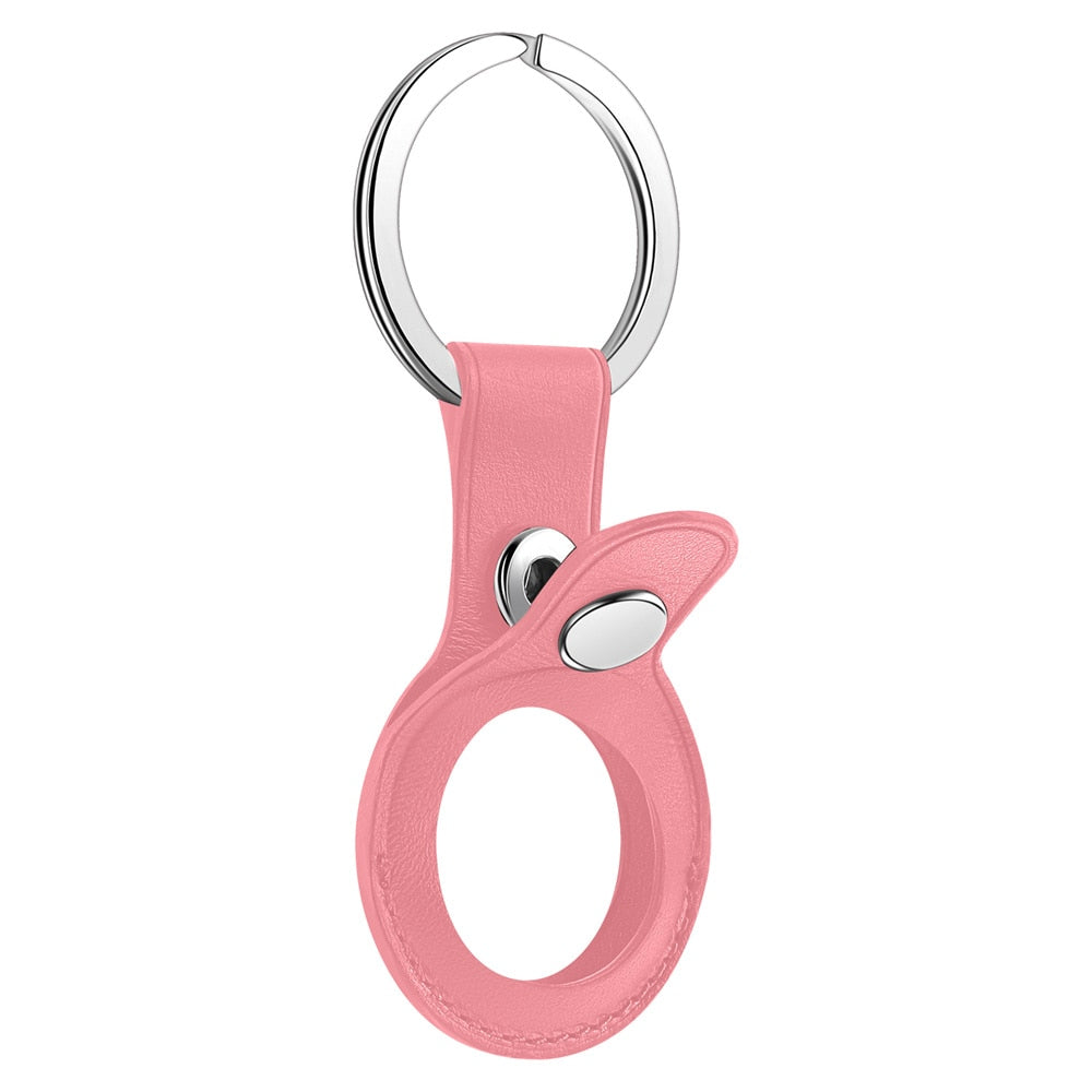 Leather AirTag Holder Keychain with Protective Sleeve
