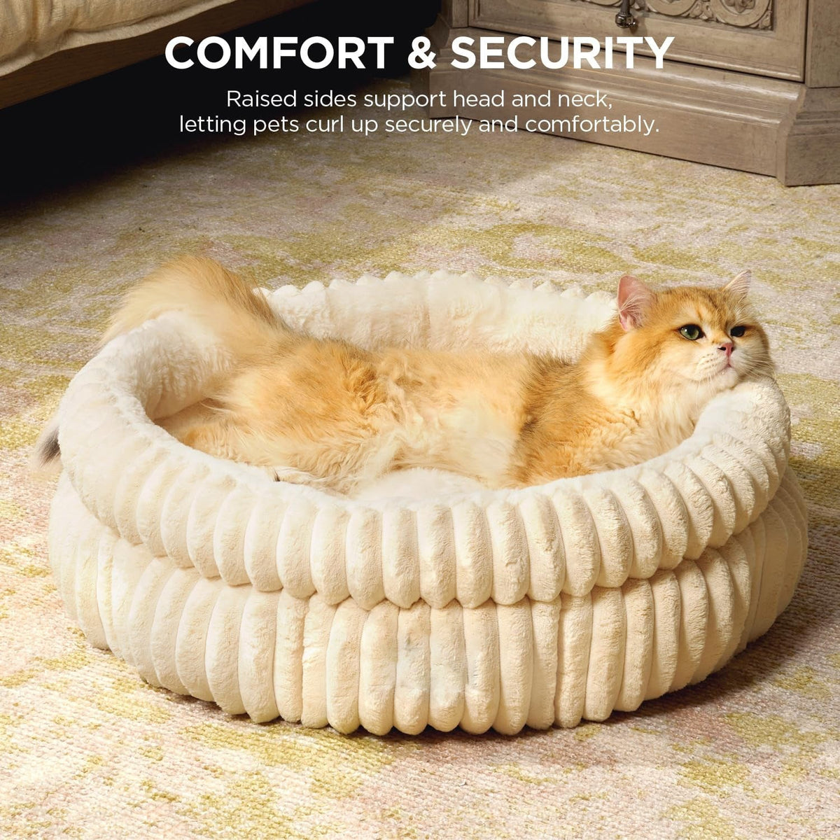 Round Plush Pet Bed for Cozy, Secure Sleep