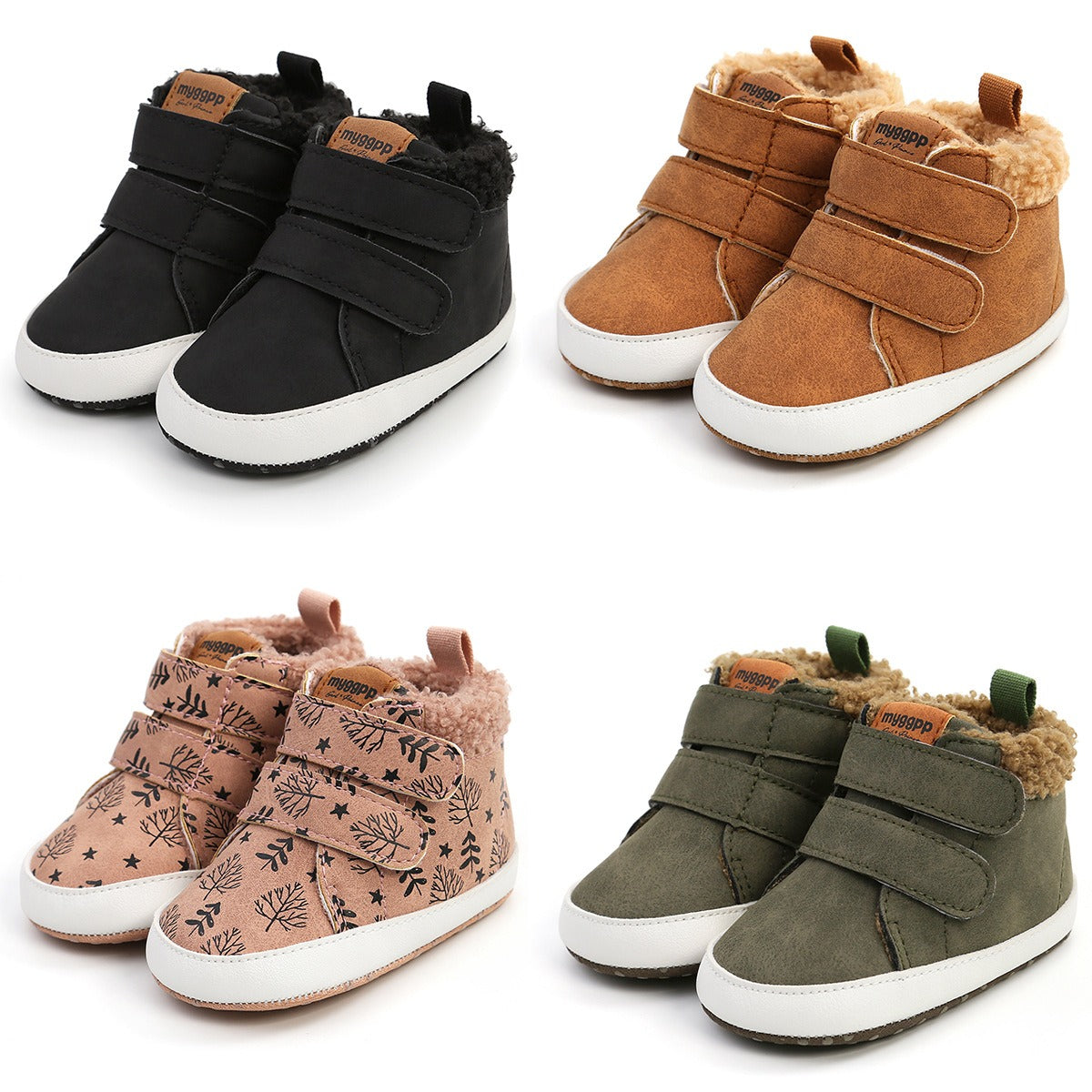 Baby High Top Winter Shoes With Warm Fleece Lining