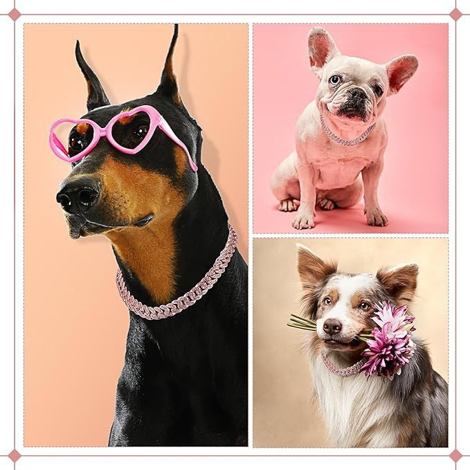 Cuban Chain Pet Collar for Glamorous Photo Style