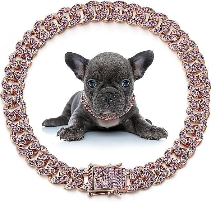 Cuban Chain Pet Collar for Glamorous Photo Style