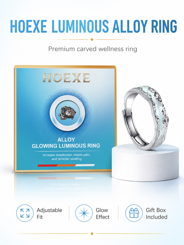 HOEXE Luminous Silver Wellness Ring | Pain Relief & Glow