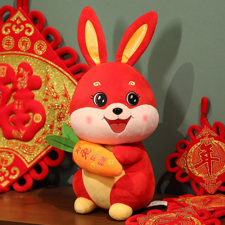 Rabbit Year Plush Toy – Festive Red Lucky Home Decor
