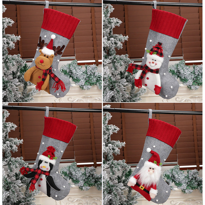 Christmas Stocking Set 4pc Santa Snowman Reindeer Penguin