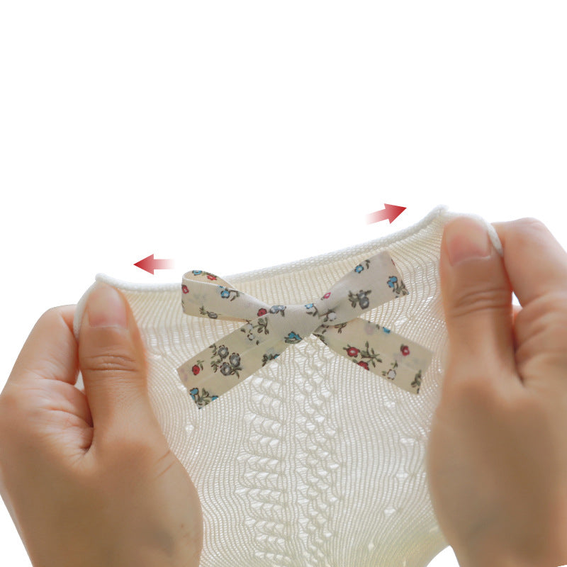Girls' Cotton Knee-High Socks With Charming Floral Bows