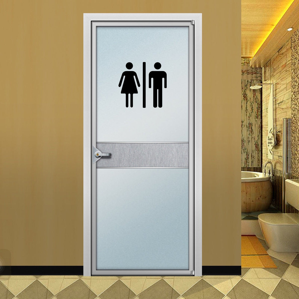 Bathroom Door Stickers — Clear, Playful Decor