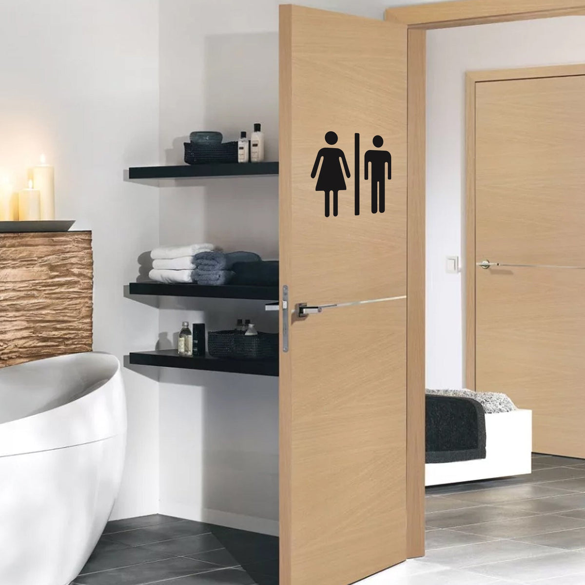 Bathroom Door Stickers — Clear, Playful Decor