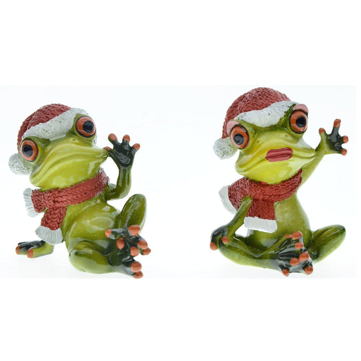 Frog Couple Christmas Decor - Whimsical Resin Display