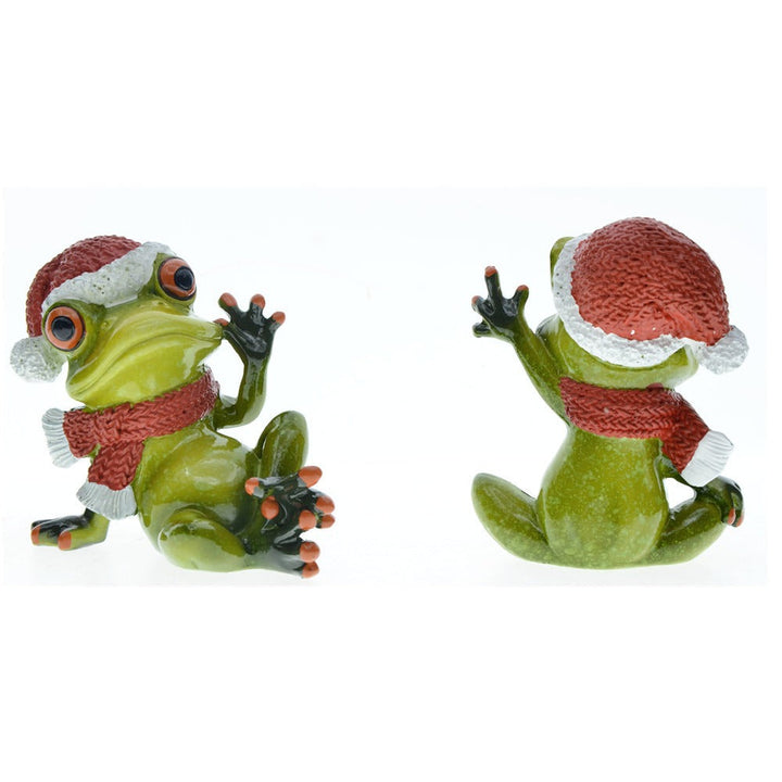 Frog Couple Christmas Decor - Whimsical Resin Display