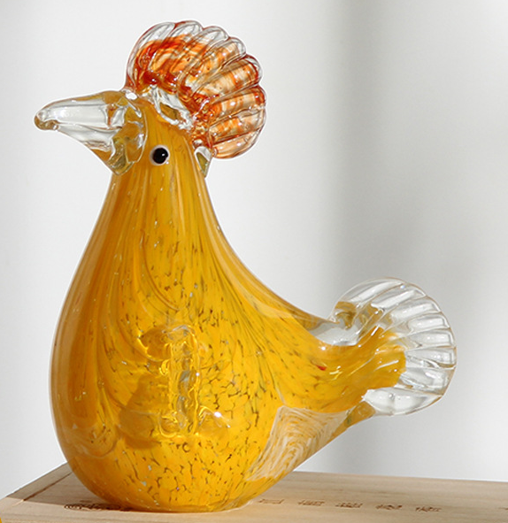 Handcrafted Glass Rooster Sculpture for Artisan Home Decor