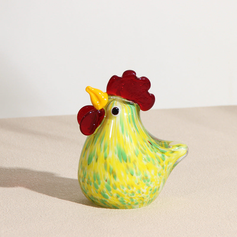 Handcrafted Glass Rooster Sculpture for Artisan Home Decor