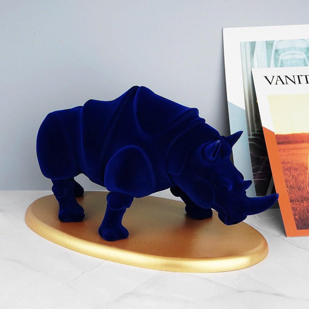 Blue Rhinoceros Sculpture for Luxury Home Decoration