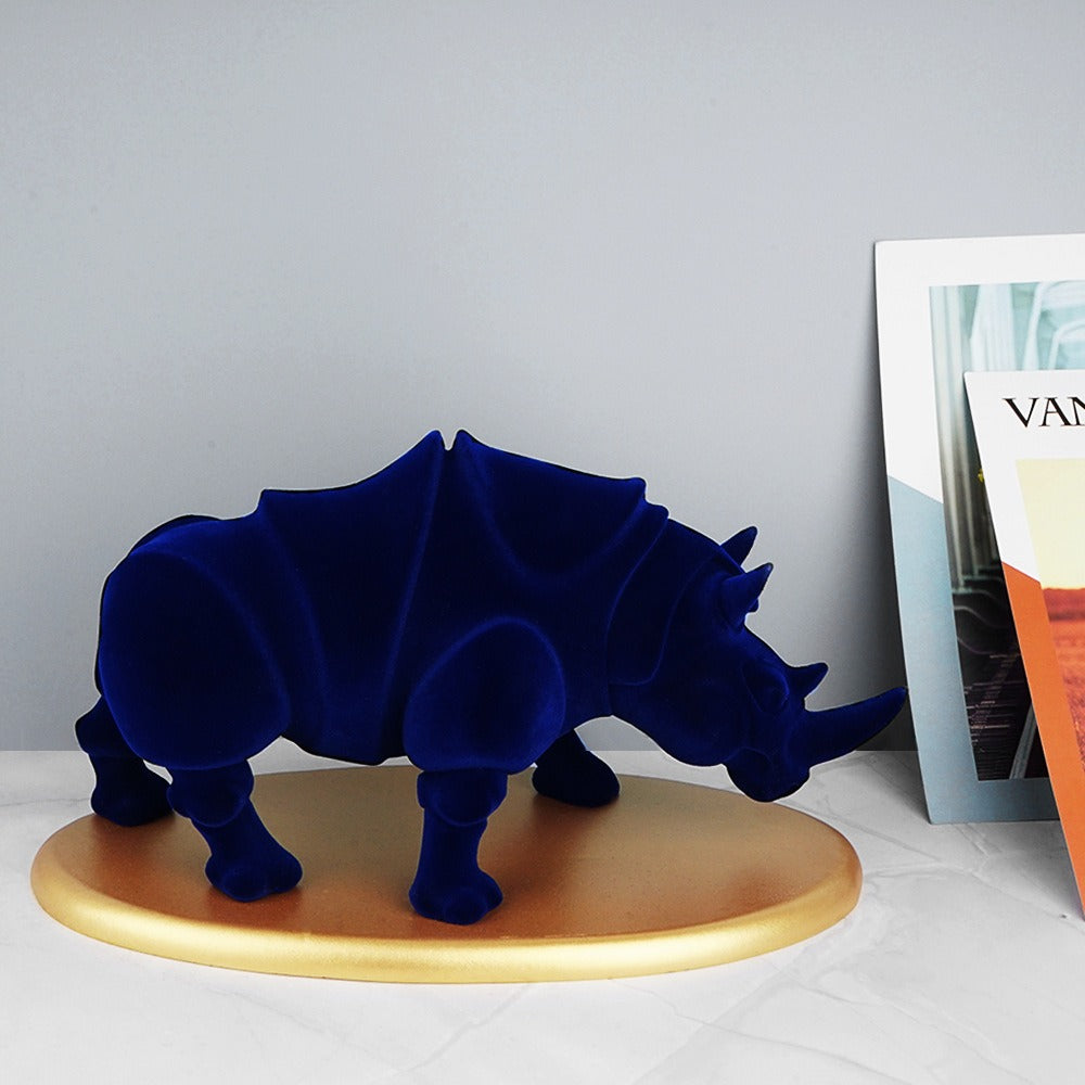 Blue Rhinoceros Sculpture for Luxury Home Decoration