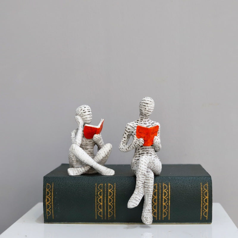 Reading Girl Resin Sculpture for Shelf & Tabletop Decor