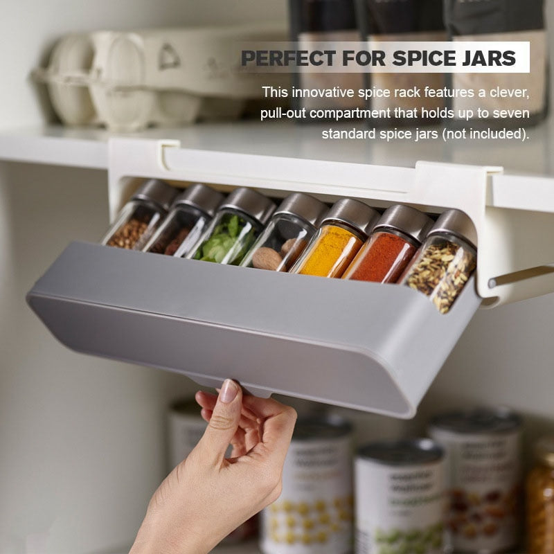Under-Shelf Spice Organizer, Pull-Out, No Drilling Needed