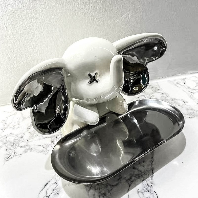 Chrome Elephant Key Tray Decor for Entryway Shelves