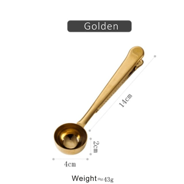 Stainless Steel Coffee Scoop with Bag Clip for Grounds