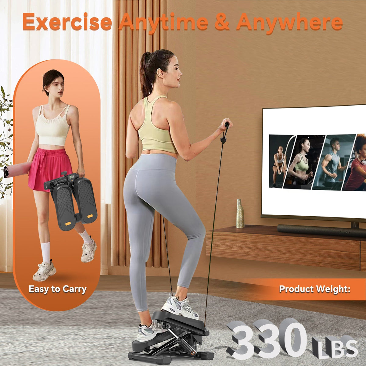 Mini Stepper for Home Office Cardio, Quiet and Compact