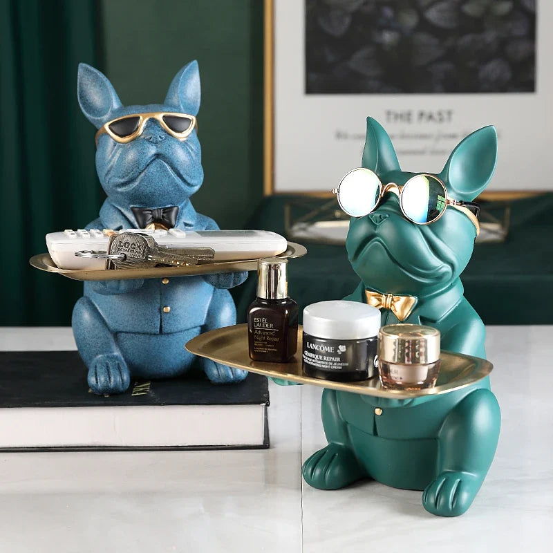 Bulldog Butler Table Tray Decor for Keys and Remotes