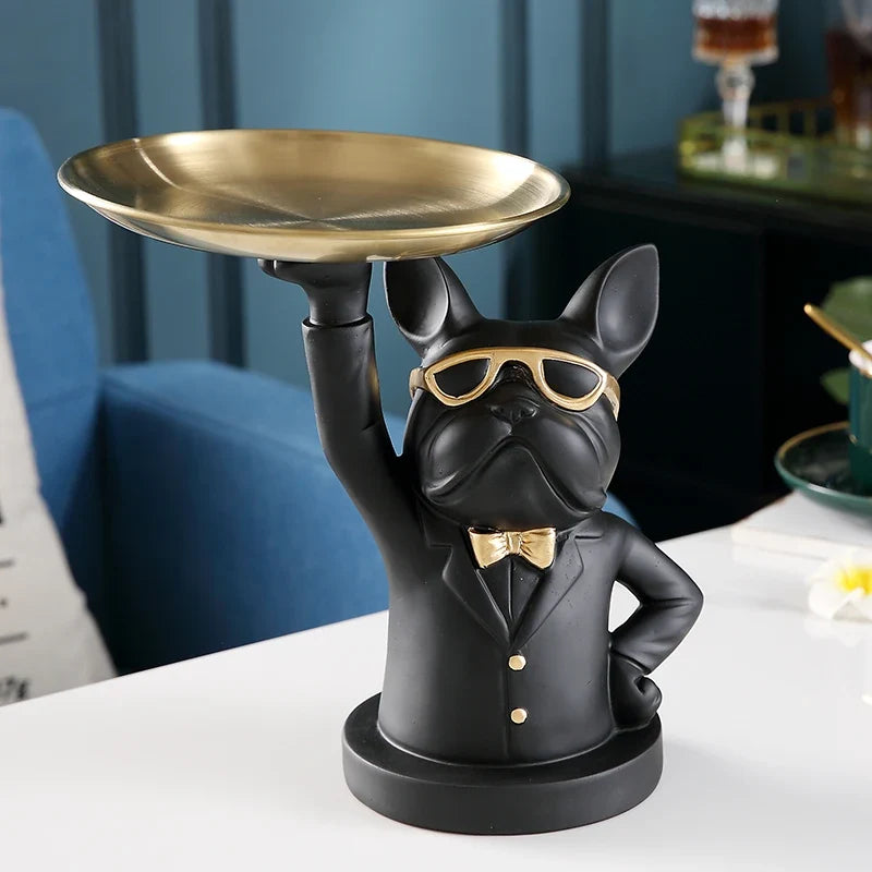 Bulldog Butler Table Tray Decor for Keys and Remotes