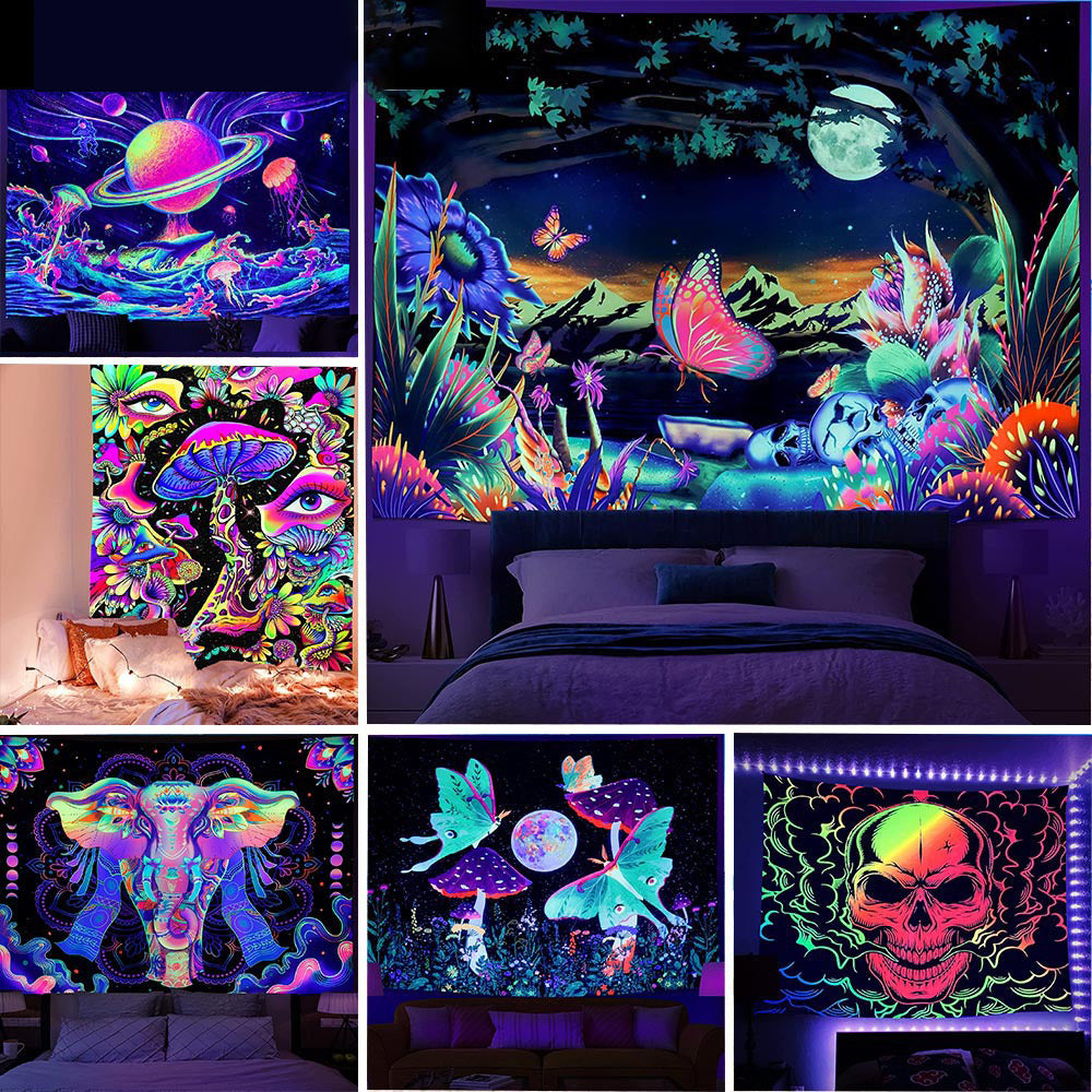Wall Tapestry for Dorm Rooms | Vivid Neon Fantasy Decor