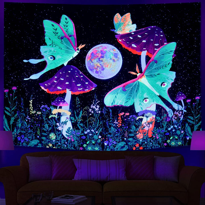 Wall Tapestry for Dorm Rooms | Vivid Neon Fantasy Decor