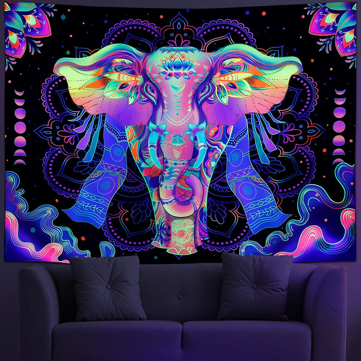 Wall Tapestry for Dorm Rooms | Vivid Neon Fantasy Decor