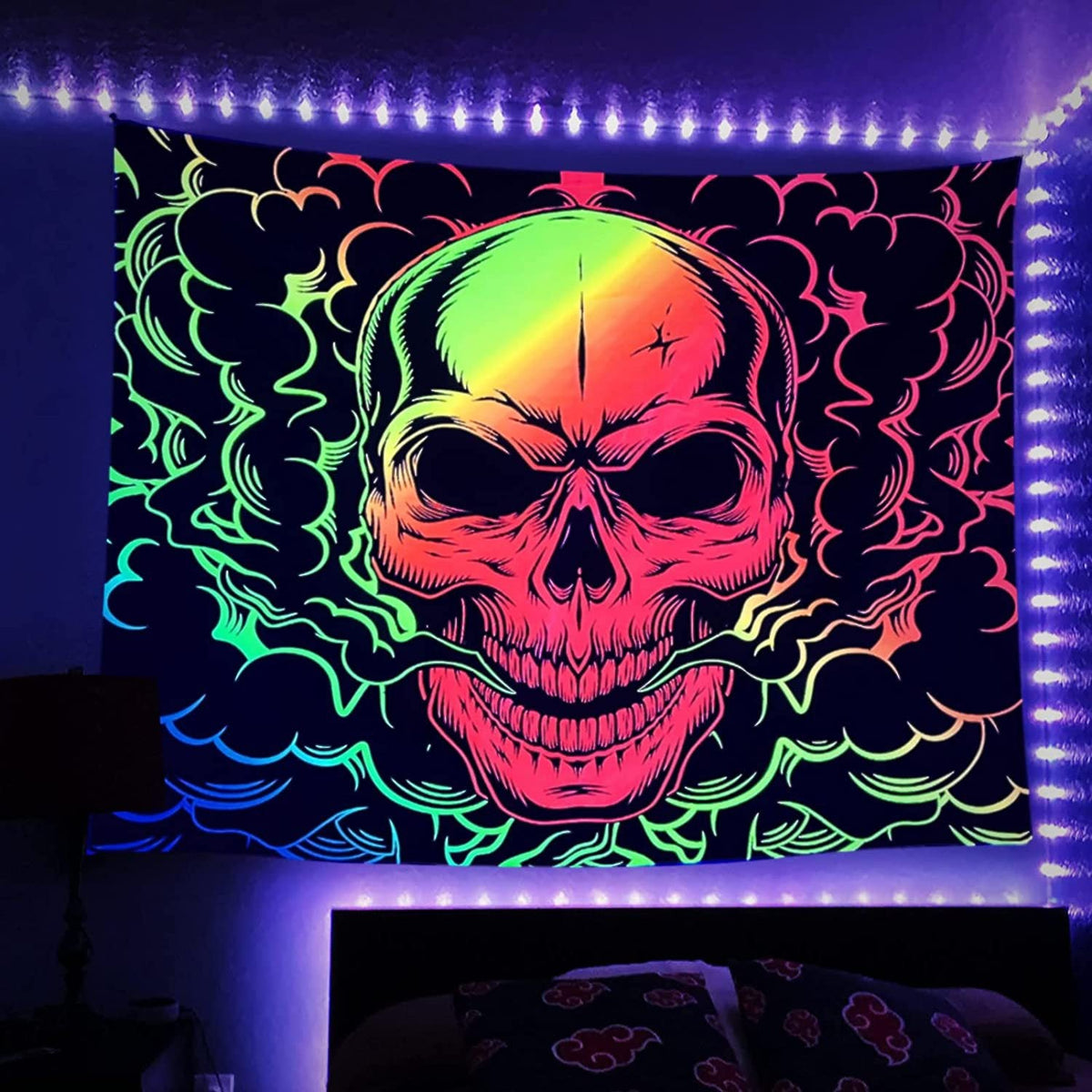 Wall Tapestry for Dorm Rooms | Vivid Neon Fantasy Decor