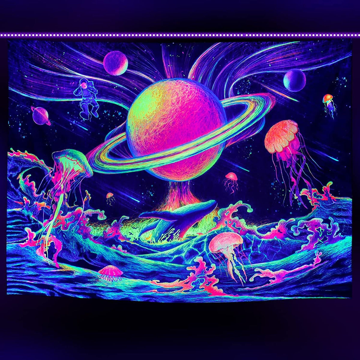 Wall Tapestry for Dorm Rooms | Vivid Neon Fantasy Decor