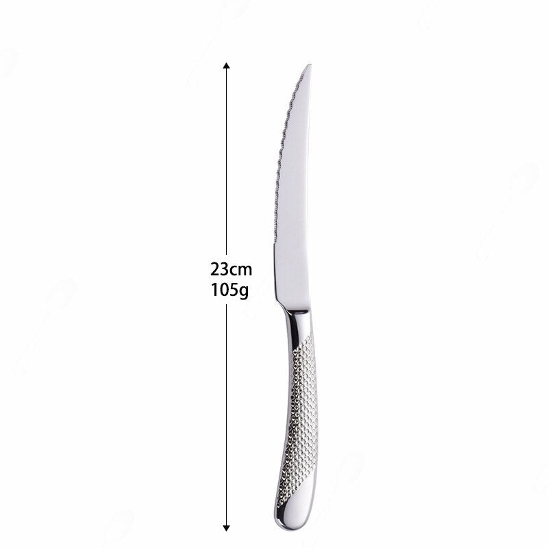 Gold Stainless Steel Cutlery Set with Serrated Steak Knives
