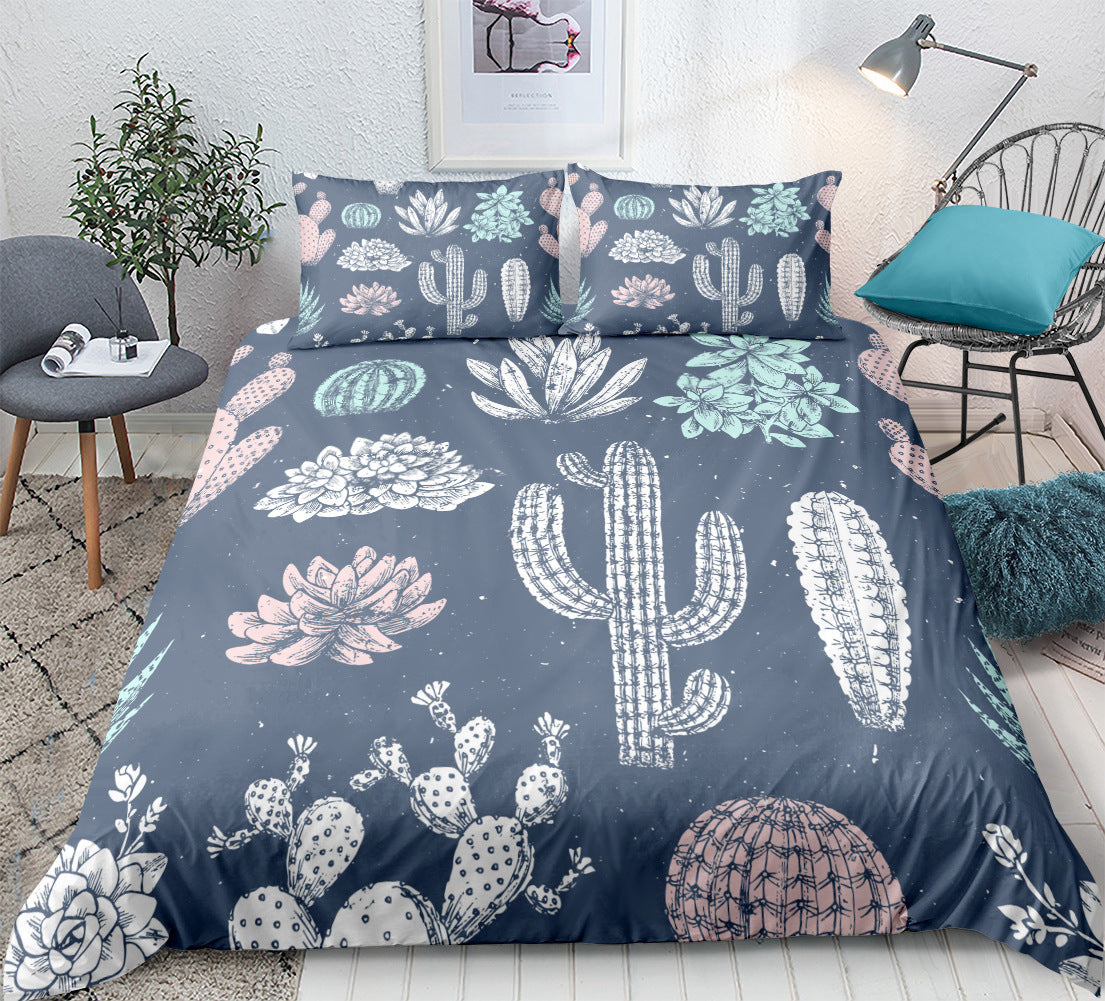 Cactus Succulent Bedding Set for Colorful Bedrooms