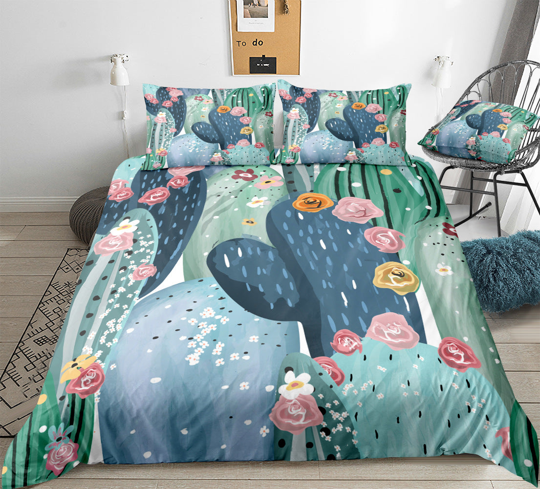 Cactus Succulent Bedding Set for Colorful Bedrooms