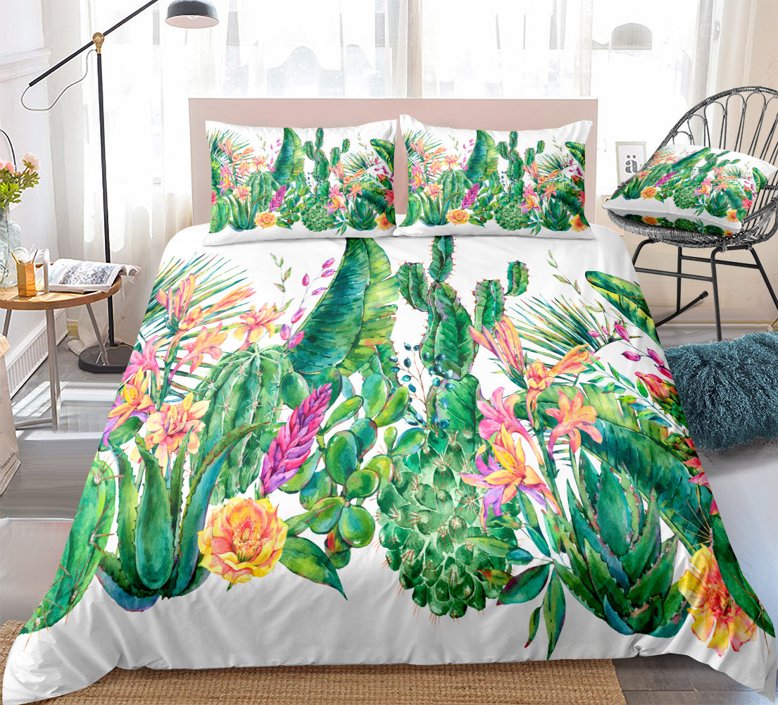 Cactus Succulent Bedding Set for Colorful Bedrooms