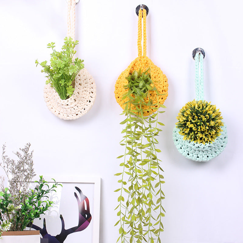 Handwoven Hanging Plant Basket for Space-Saving Wall Decor
