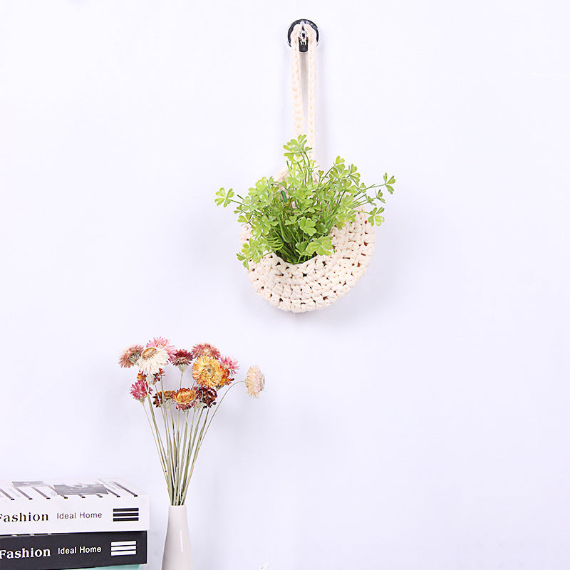 Handwoven Hanging Plant Basket for Space-Saving Wall Decor