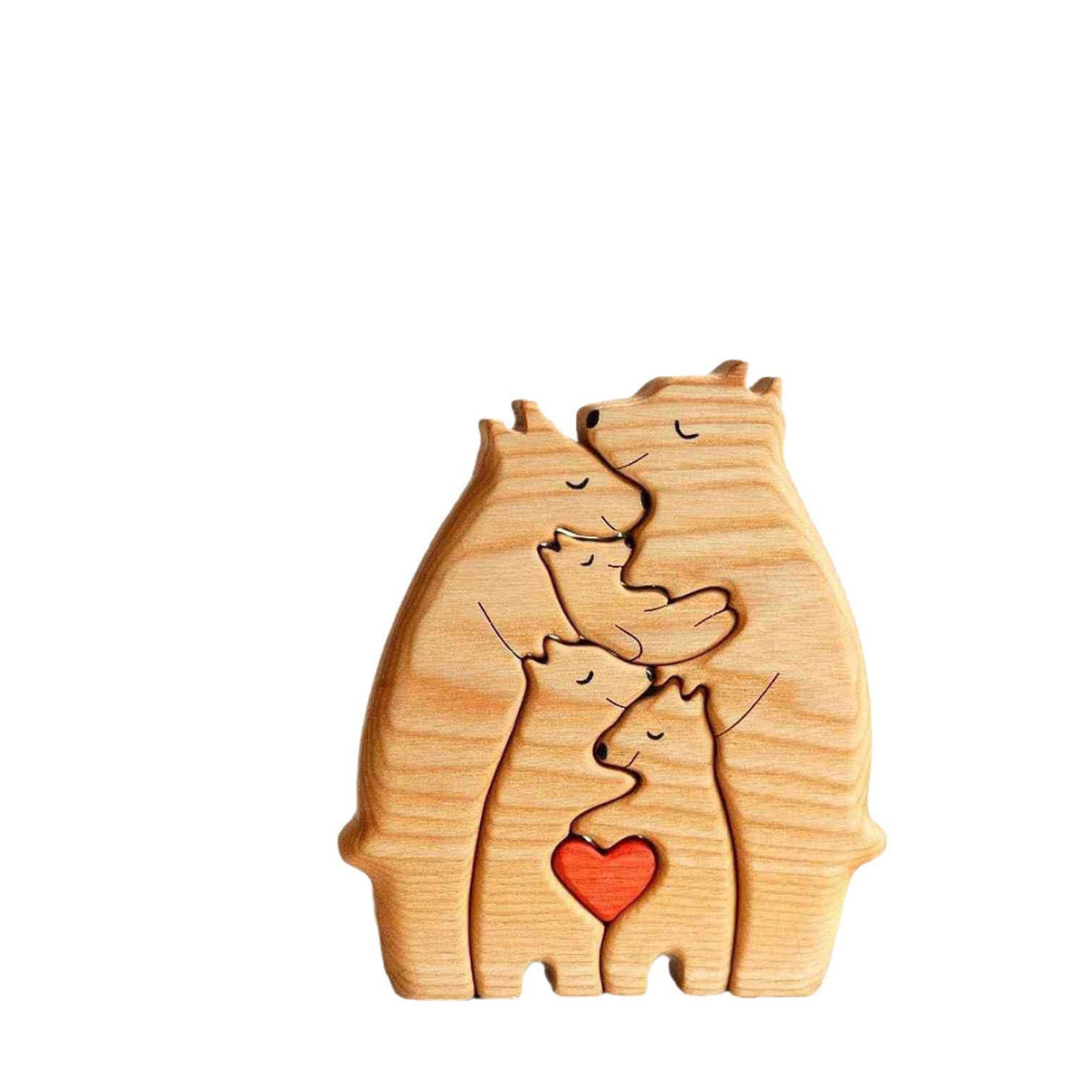 Handmade Wooden Bear Family Puzzle Keepsake Decor