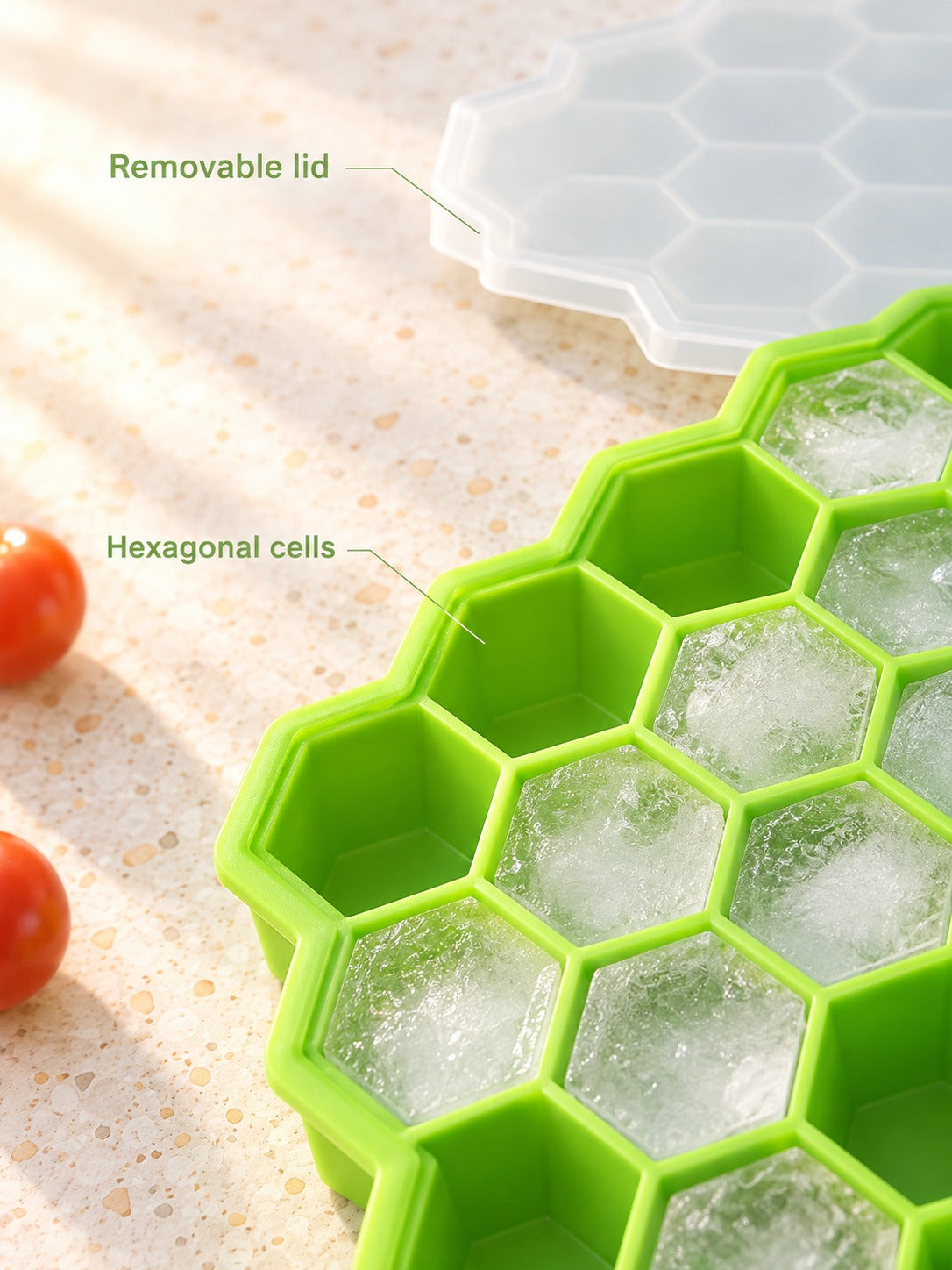 Honeycomb Silicone Ice Cube Tray with 37 Cubes