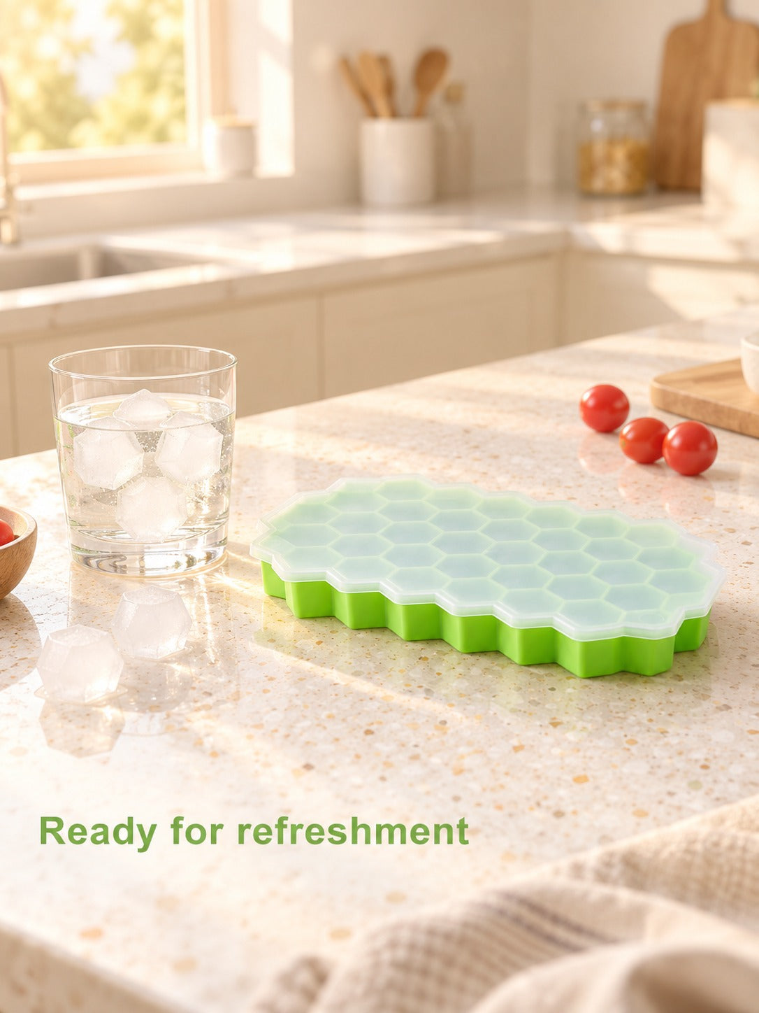 Honeycomb Silicone Ice Cube Tray with 37 Cubes