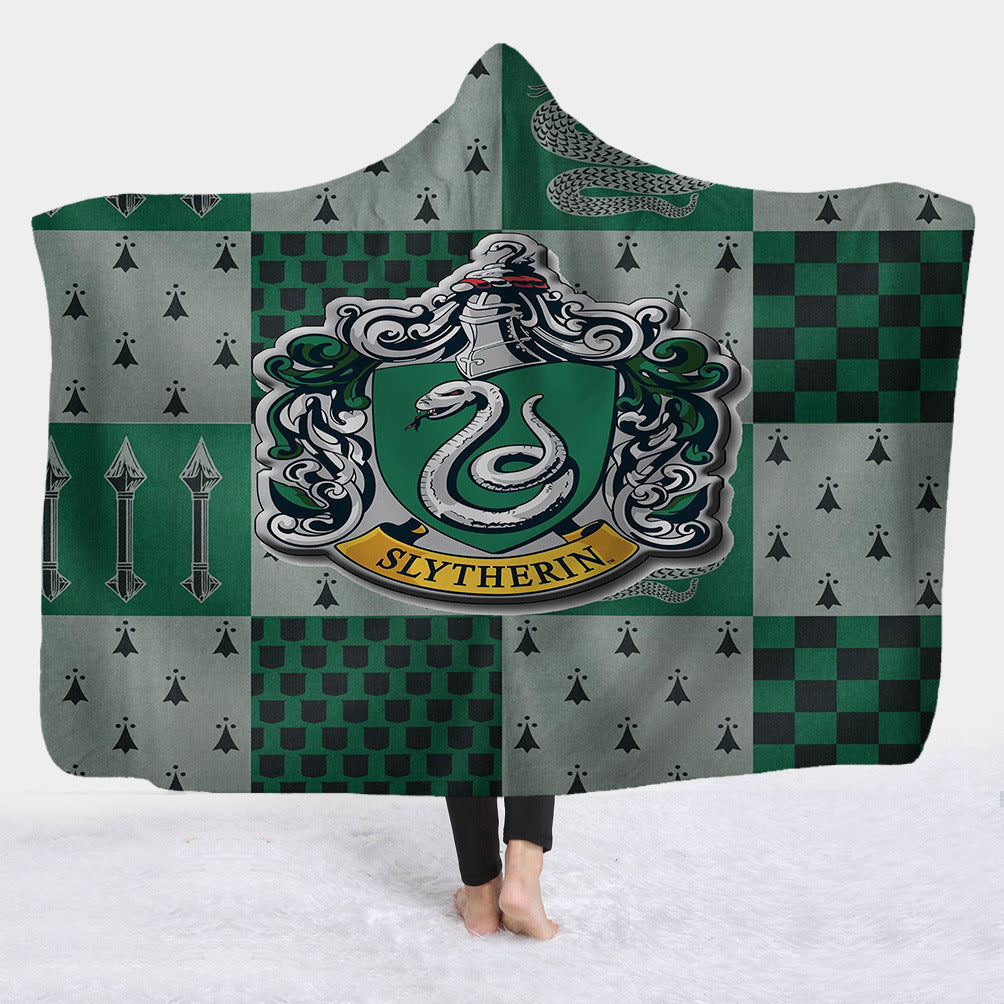 Hooded Blanket with Sherpa Lining, Wearable Crest Print