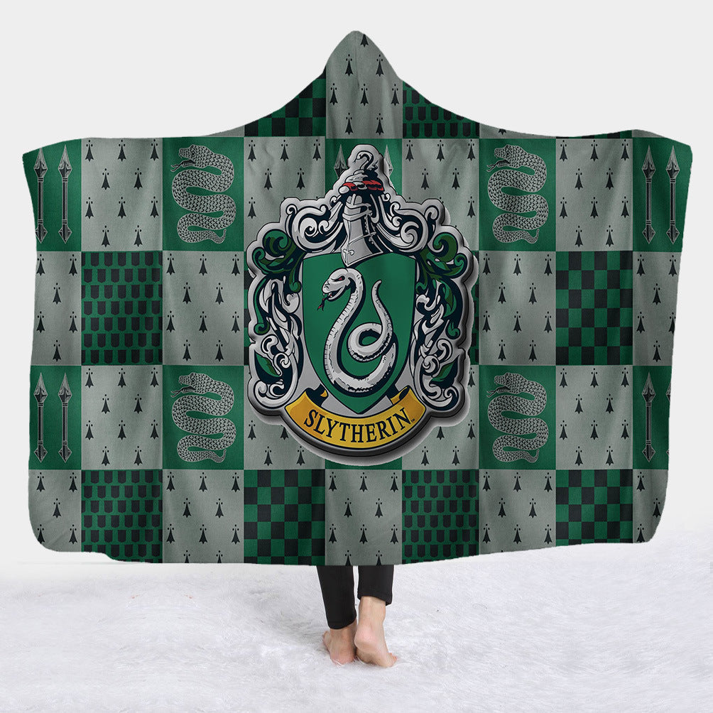 Hooded Blanket with Sherpa Lining, Wearable Crest Print